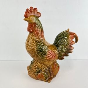 Ceramic Rooster Figurine 12 Inch High Glazed